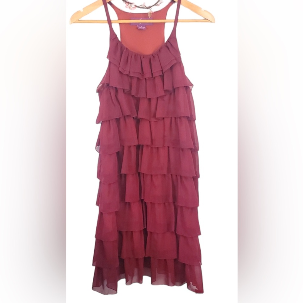 Argenti Vintage burgundy romantic ruffle dress
